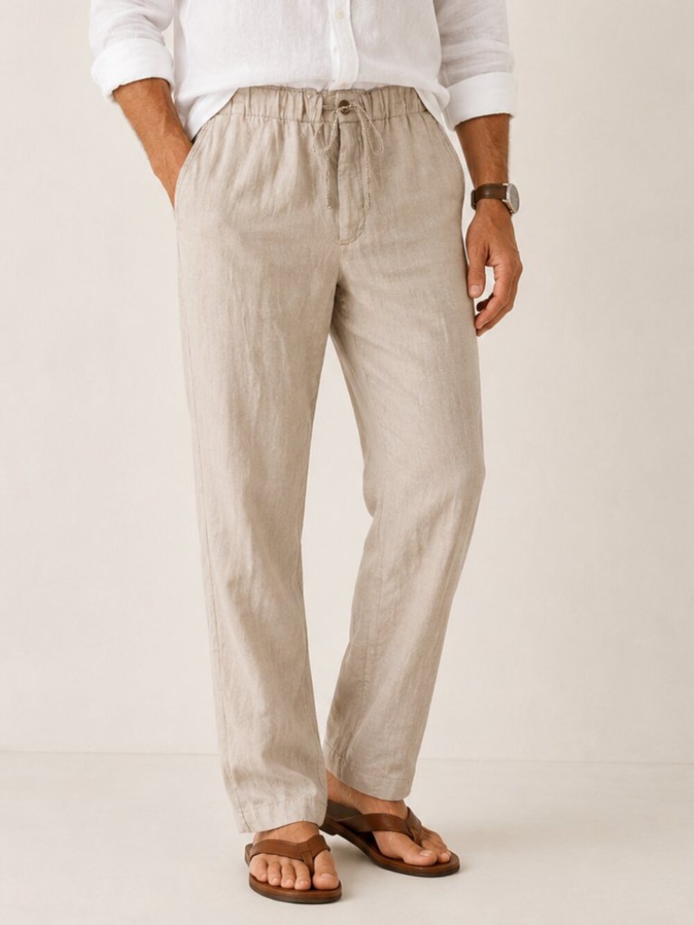 Tommy Bahama XL Beige Linen Blend Relaxed Drawstring Pants Coastal Resort